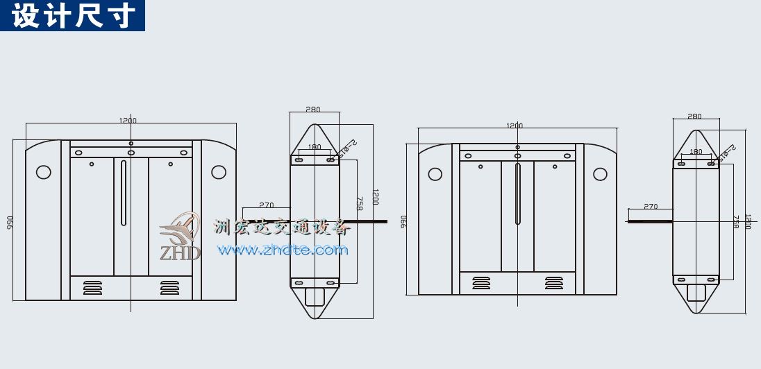 洲宏达翼闸CW502尖角弧形翼闸